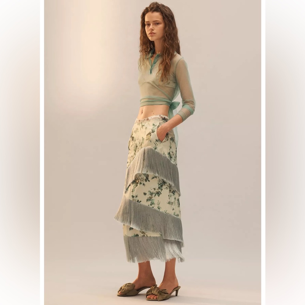 Zara limited edition floral fringe skirt - Picture 2 of 4